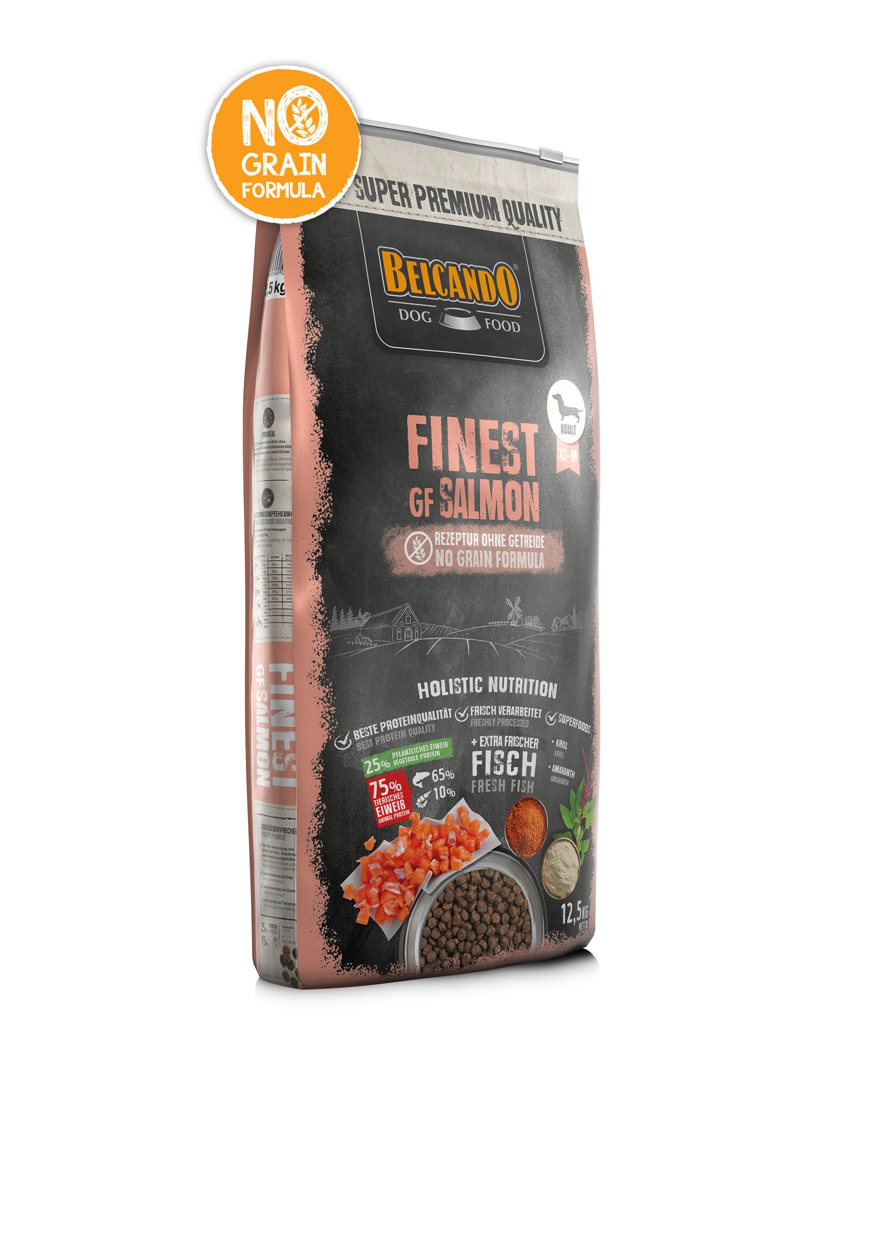 BELCANDO ADULT FINEST GRAIN FREE SALMON για ενήλικους σκύλους μικρών και μεσαίων φυλών, με φρέσκο σολομό  12,5kg
